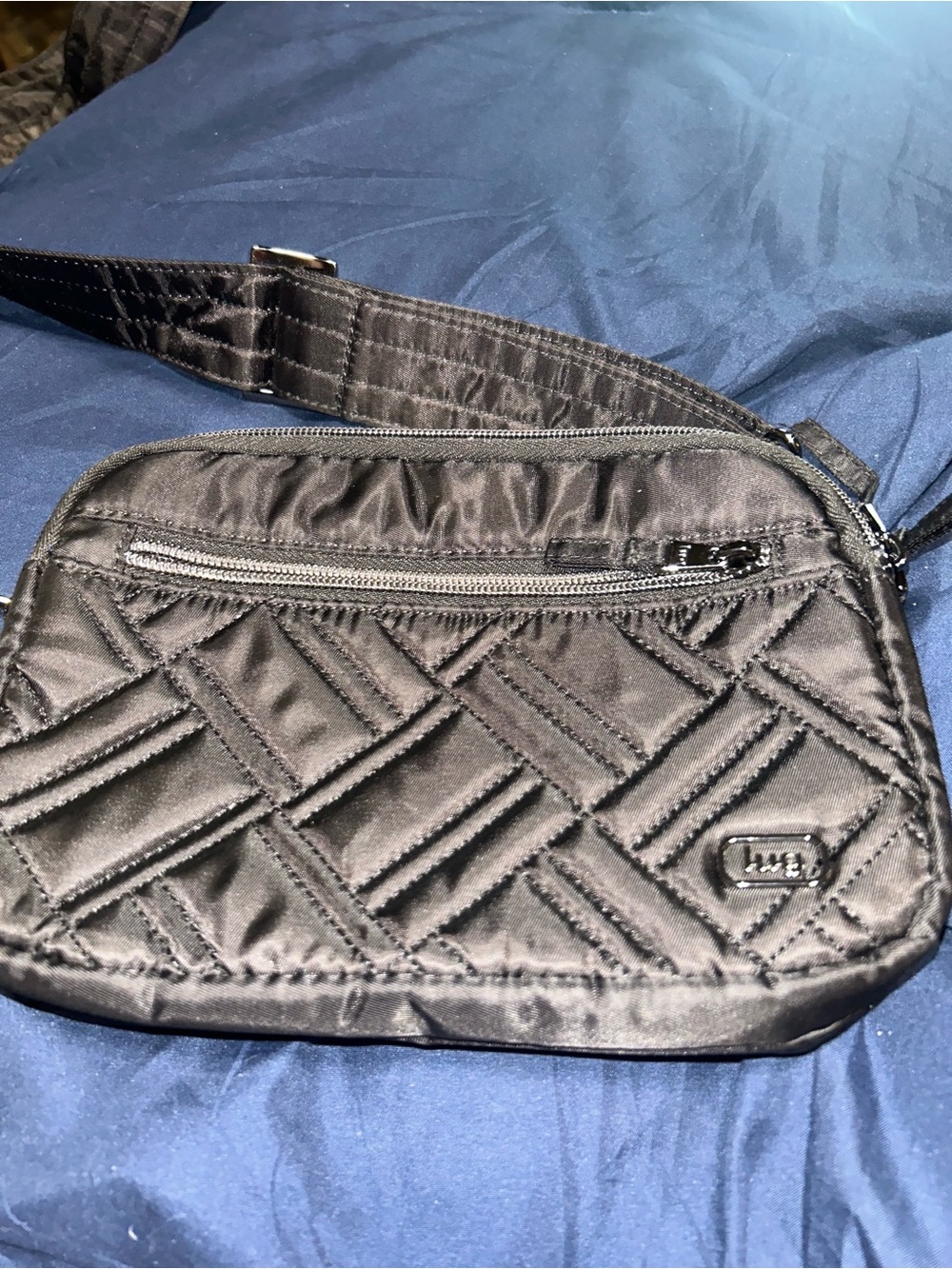 Baggallini Quilted Black Crossbody Belt Bag